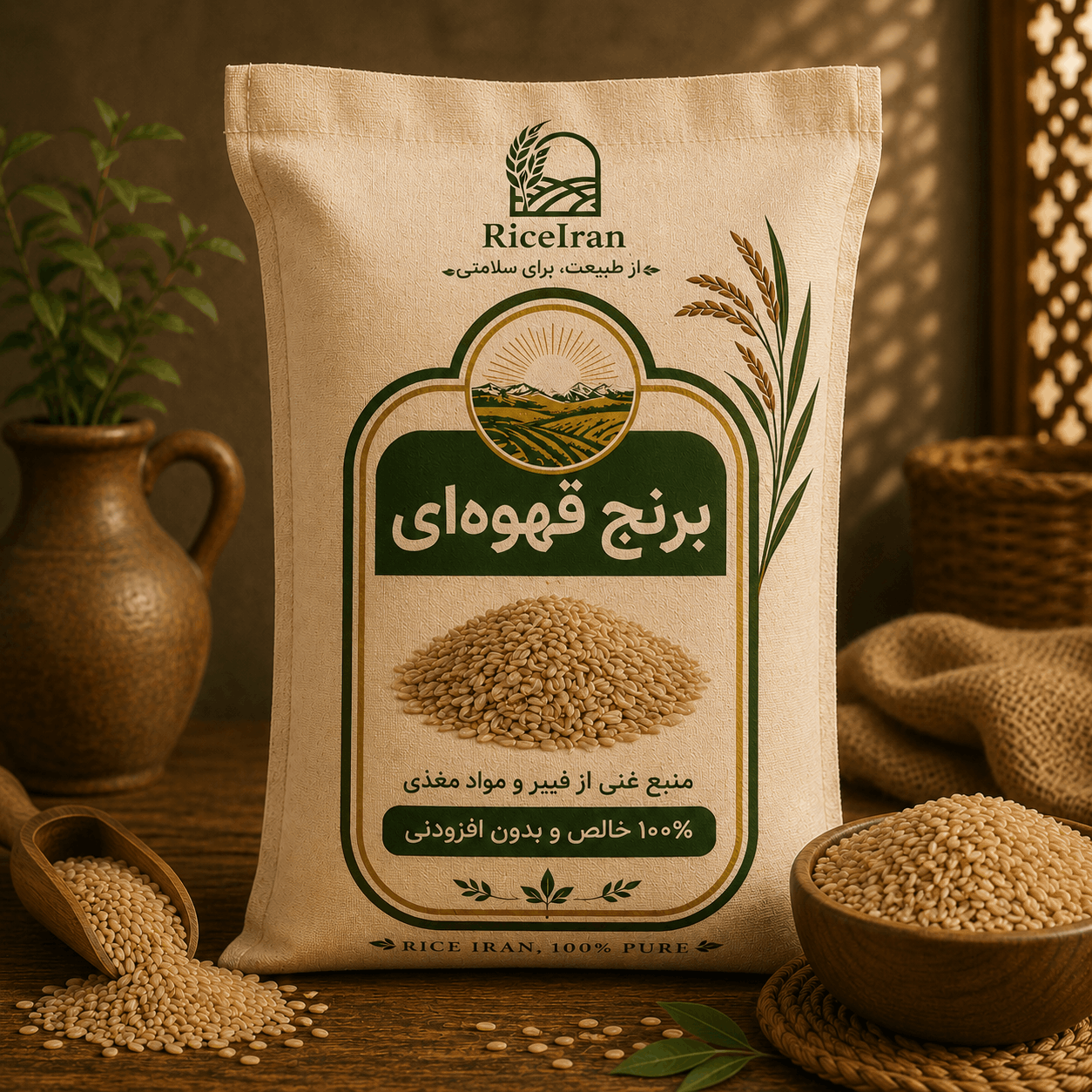 برنج قهوه ای رژیمی ممتاز ۱۰ کیلویی