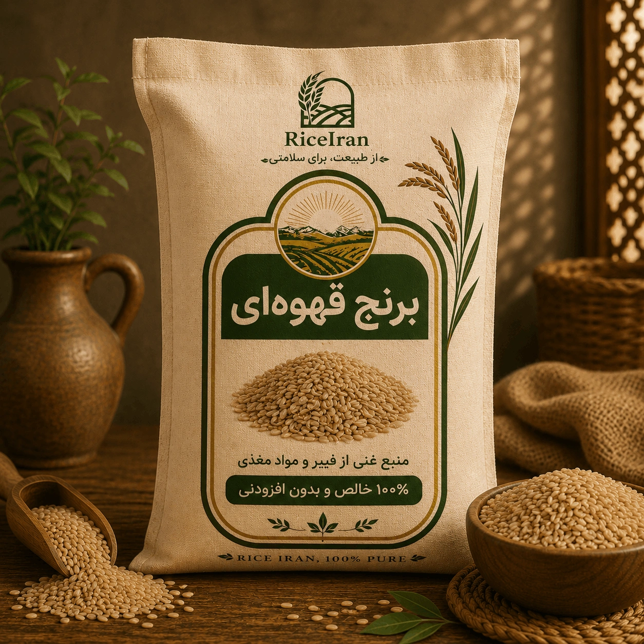 برنج قهوه ای رژیمی ممتاز ۱۰ کیلویی